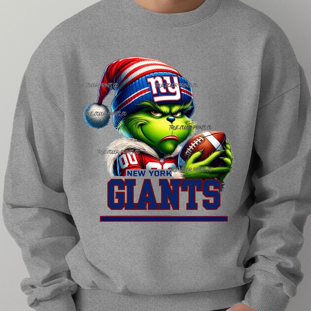 Gildan Gray New York Giants Grinch Sweater